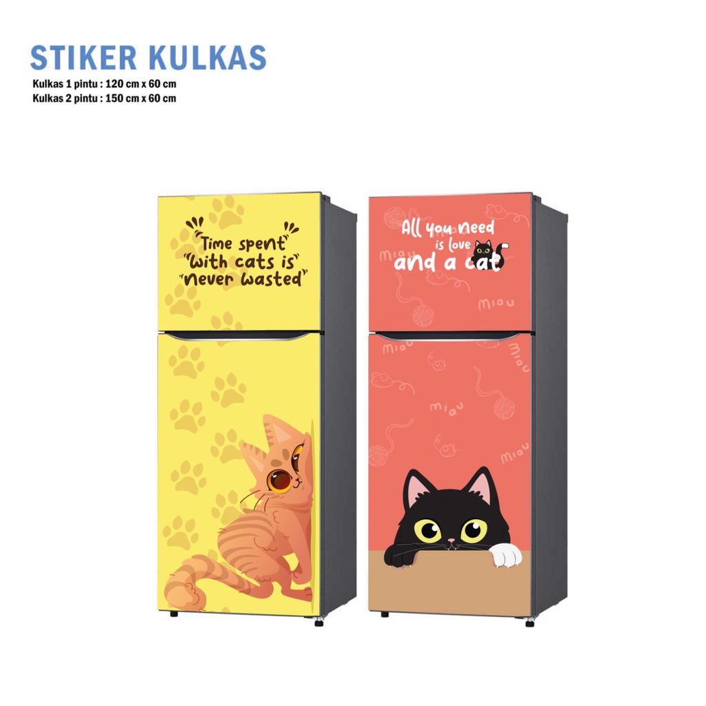 Stiker Kulkas 1 Pintu dan Sticker Kulkas 2 pintu Kucing