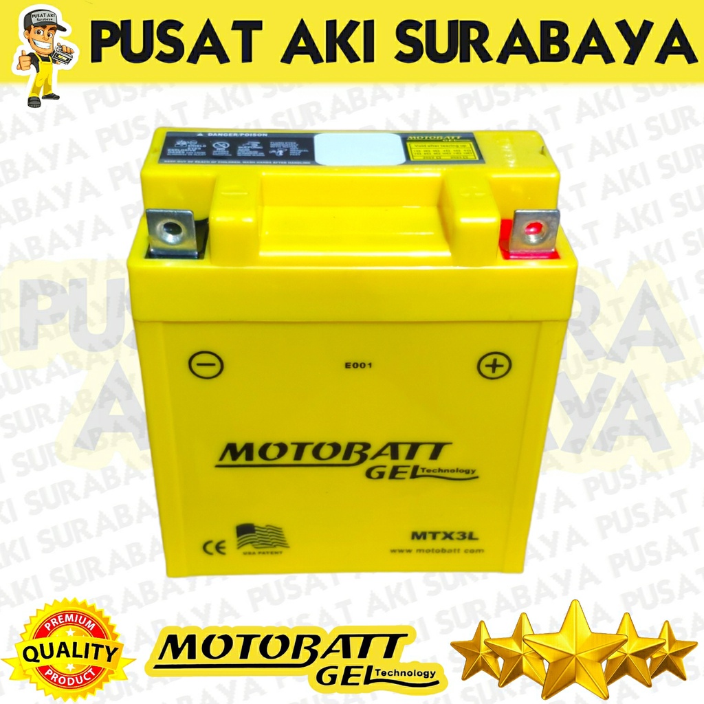 ORIGINAL BERGARANSI MOTOBATT MTX3L 3AH 12V ASLI ACCU GEL MOTOR YAMAHA RX KING SUZUKI SATRIA HIU YB3L