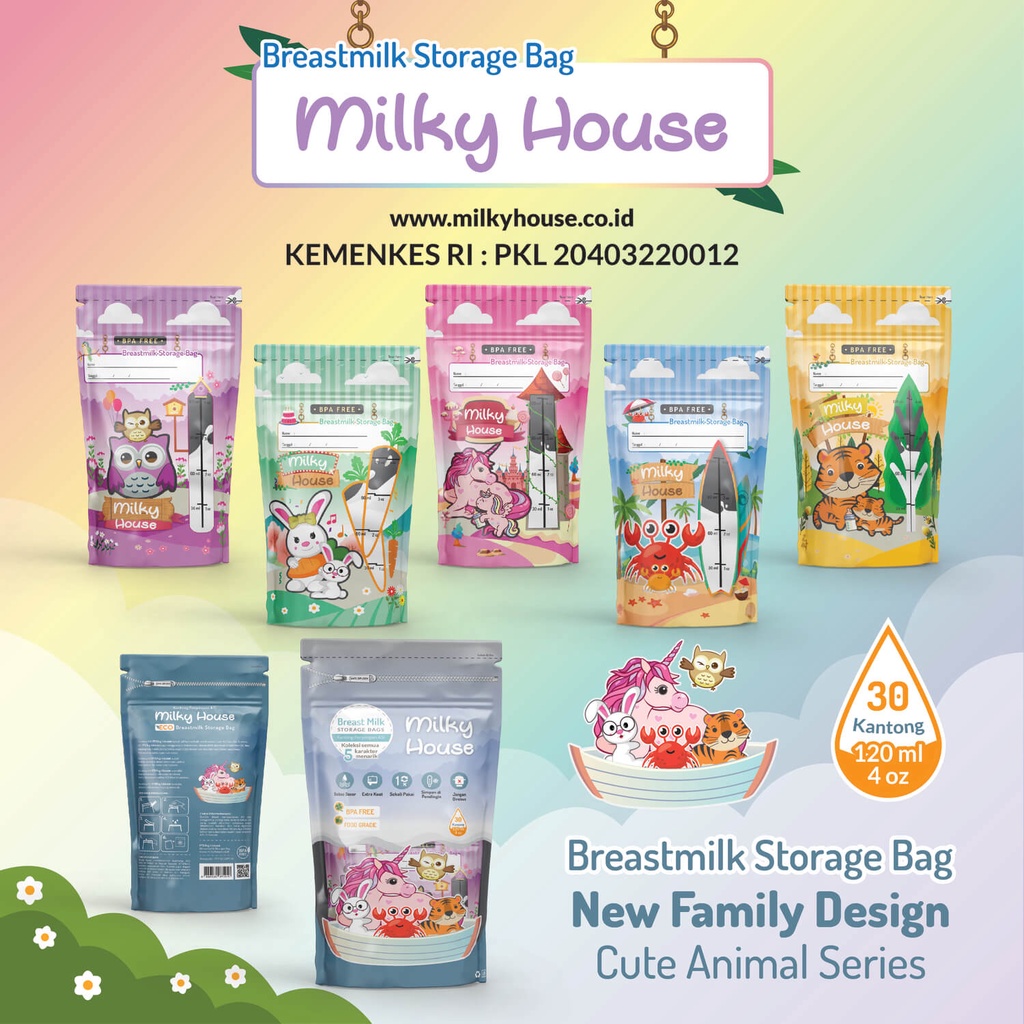 Milky House Kantong ASI 120ml-30 Pcs/ KEMENKES RI PKL 20403220012/ Kantung ASI/ Breast Milk Bags