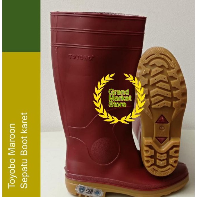 Toyobo Sepatu Boot Termurah Toyobo Panjang Sepatu Boots Pria Karet - 40, maroon hen