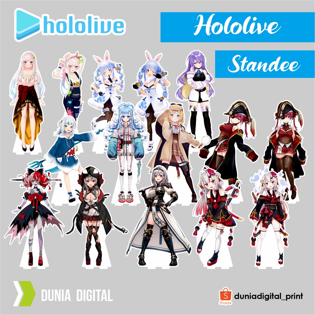 Standee Hololive  Akrilik UV | Acrylic Stand Action Figure Gawr Gura Pekora Kobo Kanaeru Houshou Mar