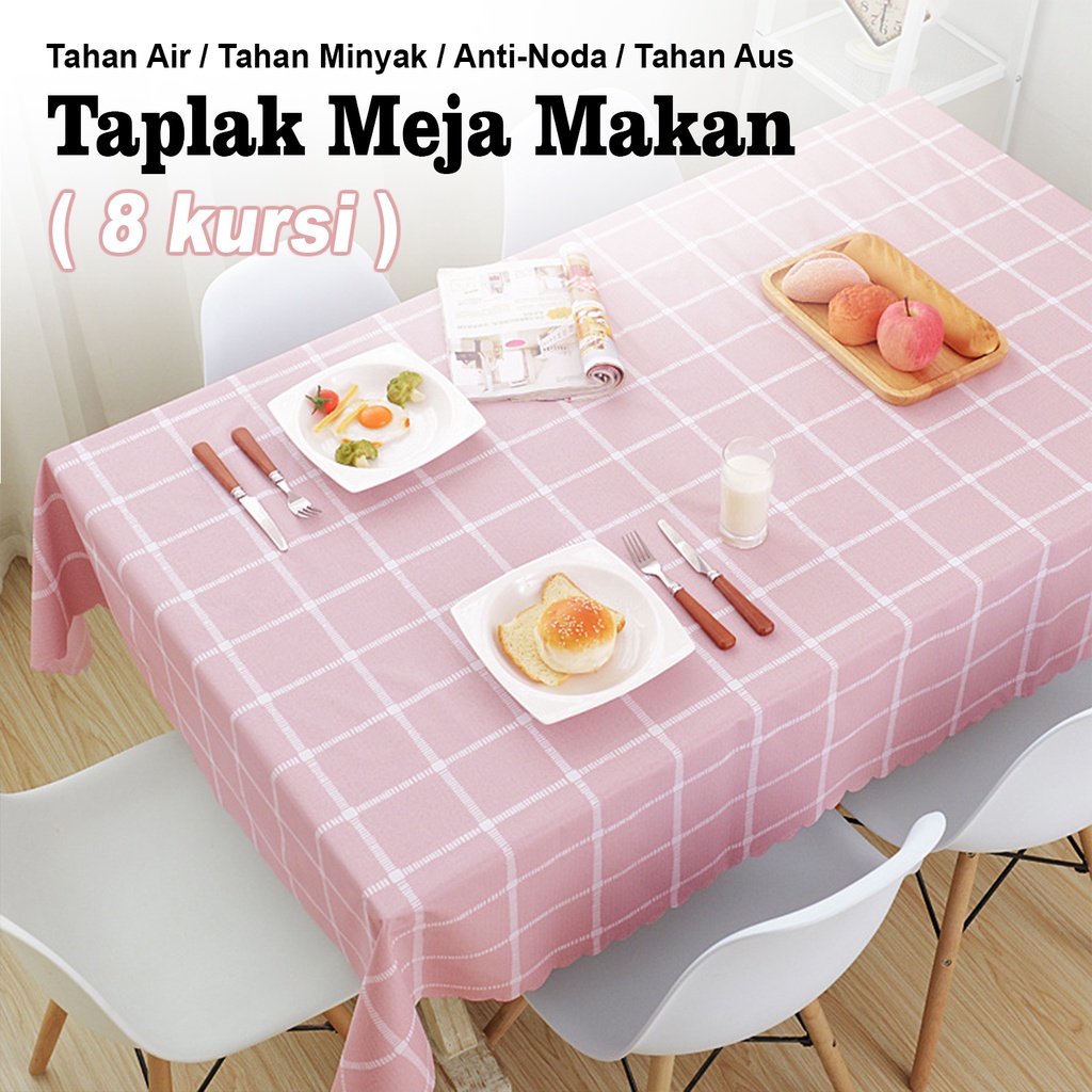 Lodoestar COD - Taplak Meja Makan 8 Kursi - Taplak Meja Motif Kotak Kotak Terbaru - D12-3A