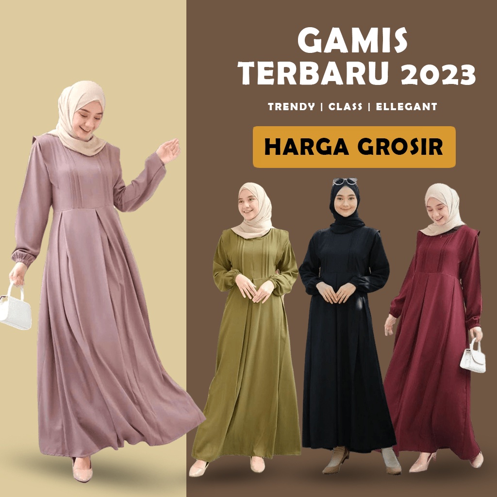 Model Gamis Terbaru 2023 Hitam Polos Simpel Modern Remaja Dress Wanita Muslim Pesta Elegan Mewah Kekinian