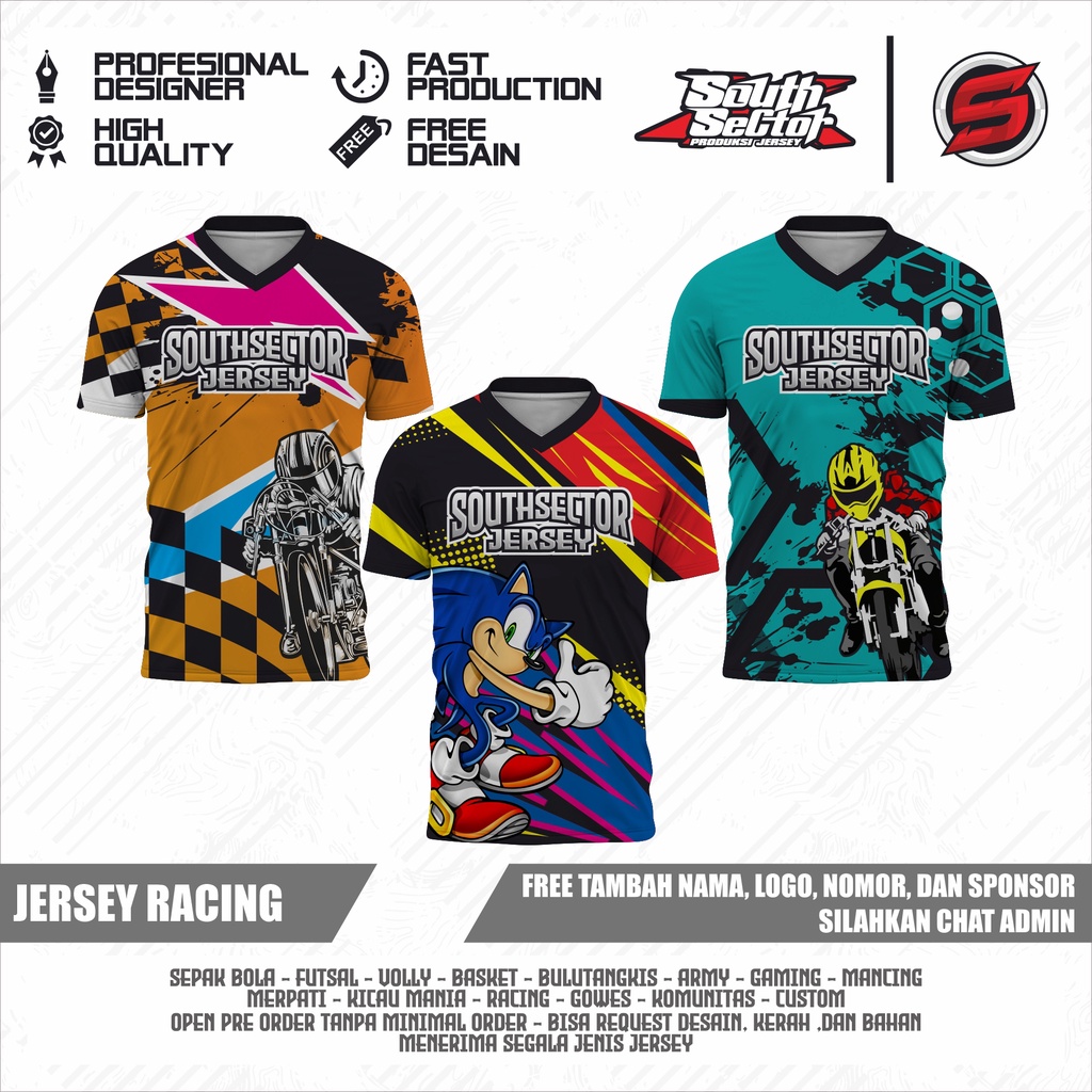 Jersey Racing - Kaos Racing (Custom Nama & Tulisan)