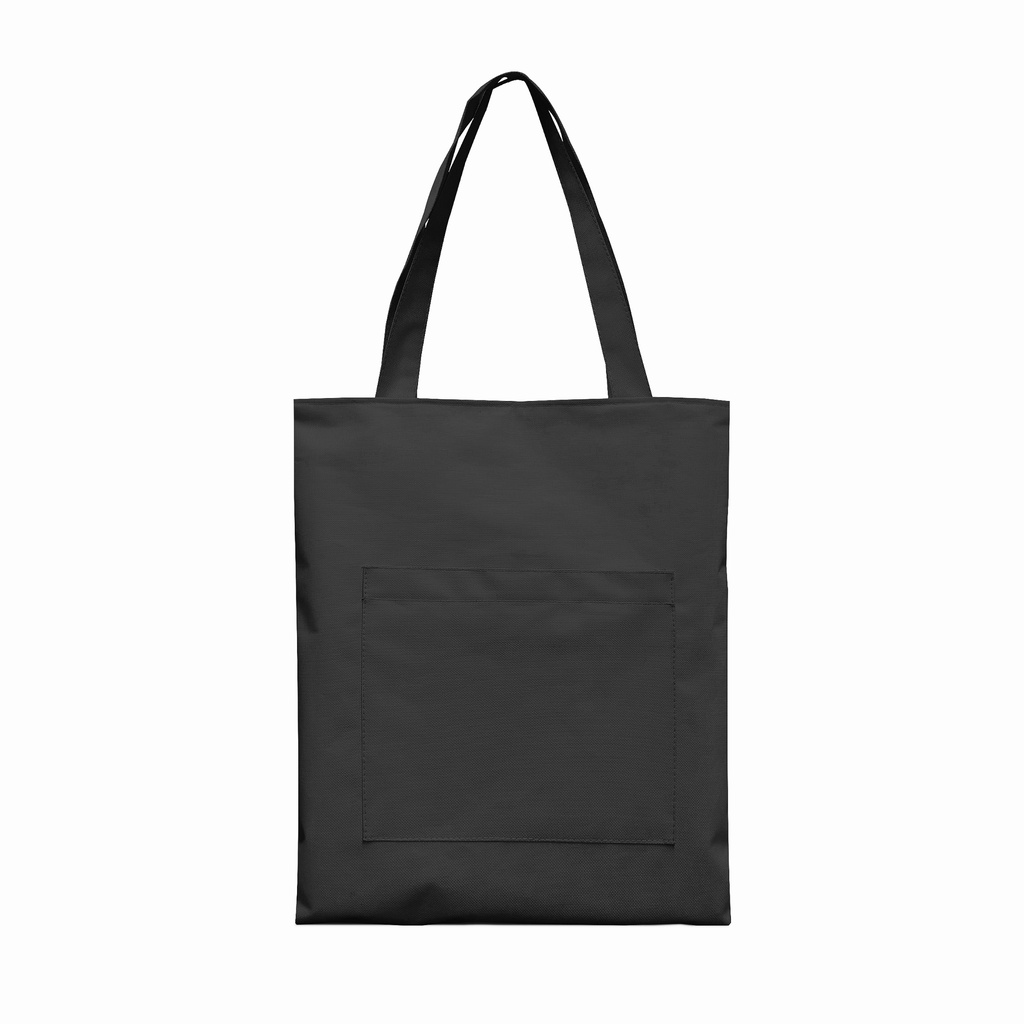 Tote bag hitam polos Tote Resleting saku depan
