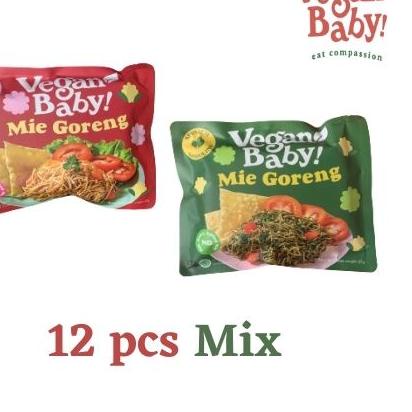 ➥ Vegan Baby mie goreng bayam spirulina dan wortel bit 12pcs ●