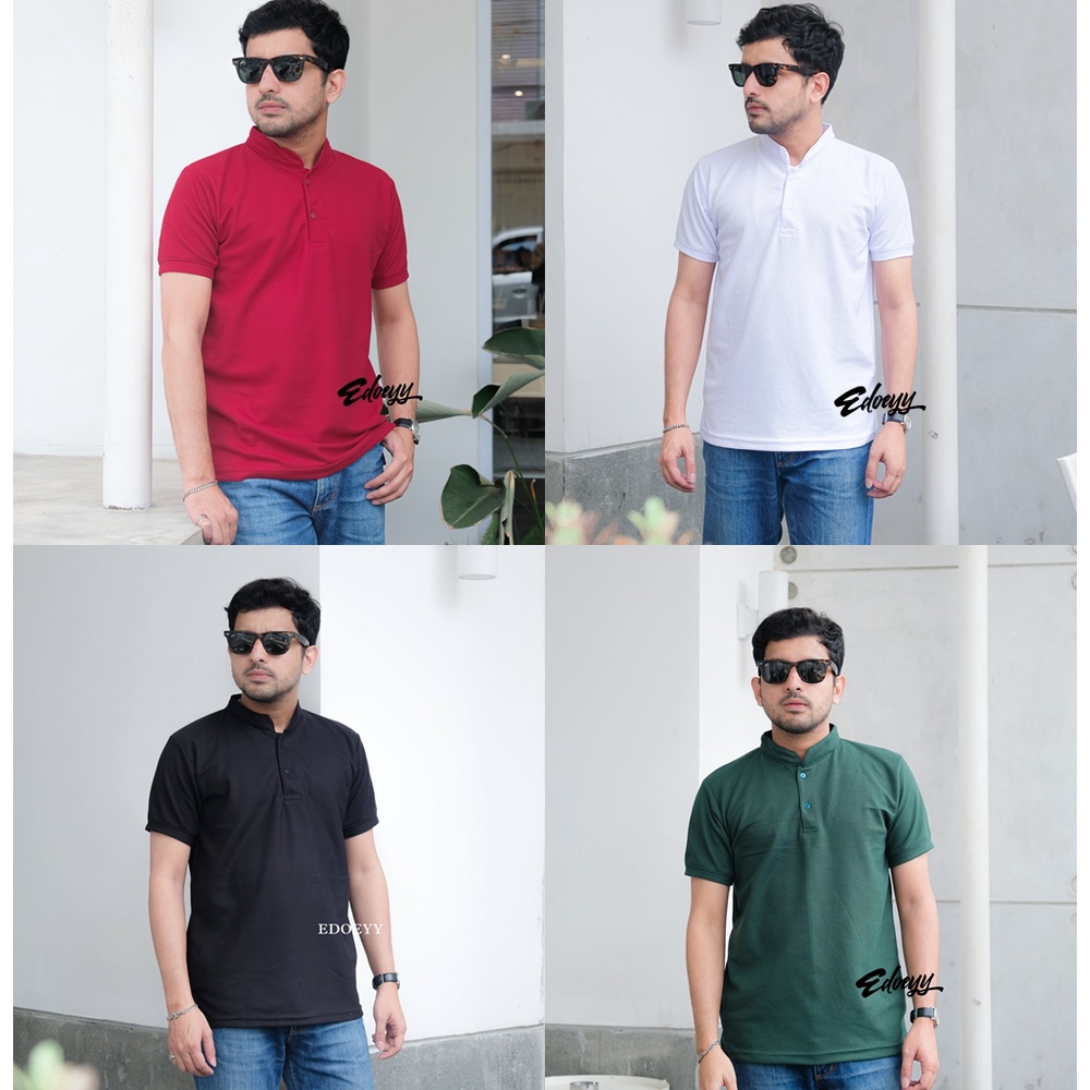 Kaos Polo Shirt Pria Kerah Shanghai Baju Berkerah Lengan Pendek Sanghai