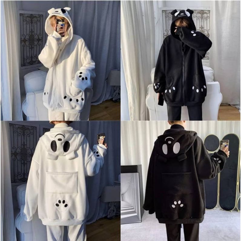 BACK PANDA POCKET JAKET OVERSIZE - JAKET KARAKTER PANDA LUCU KEKINIAN