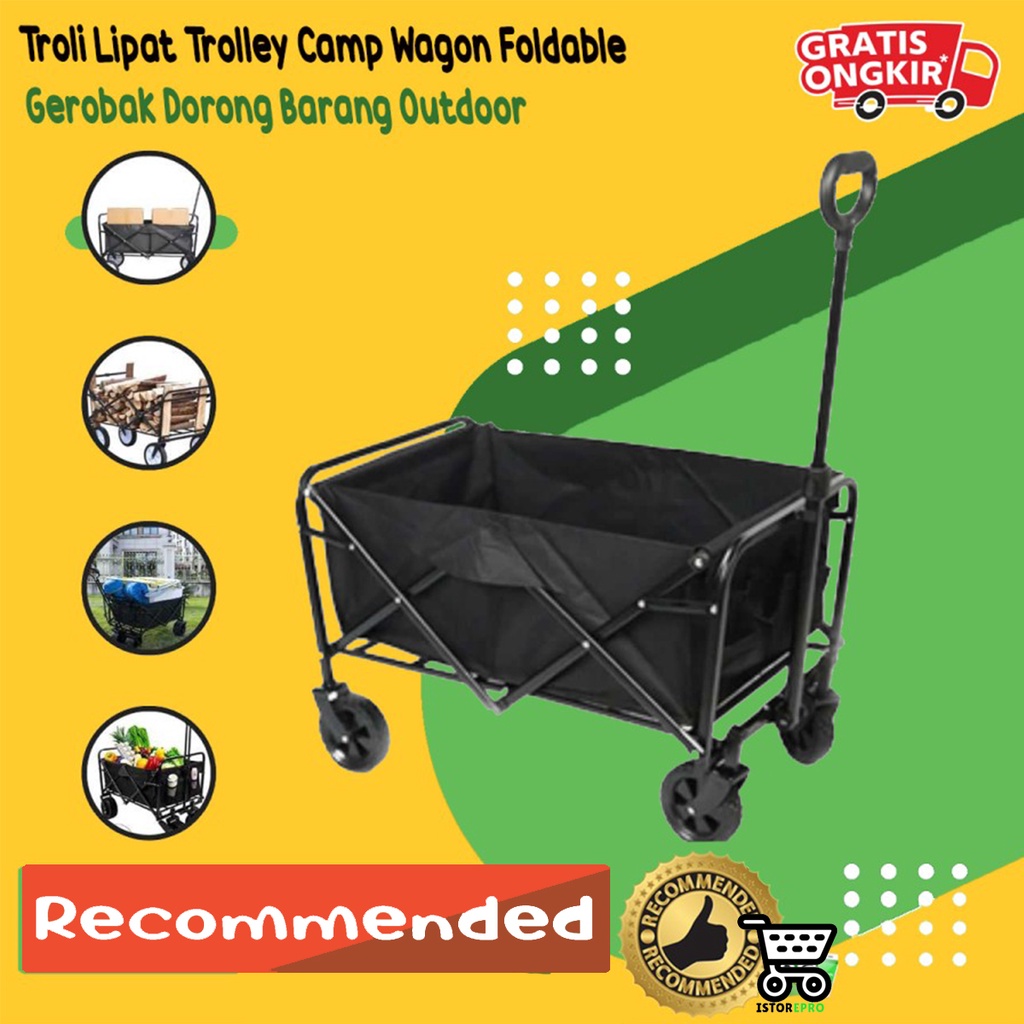 Troli Lipat Trolley Camp Wagon Foldable Gerobak Dorong Barang Outdoor