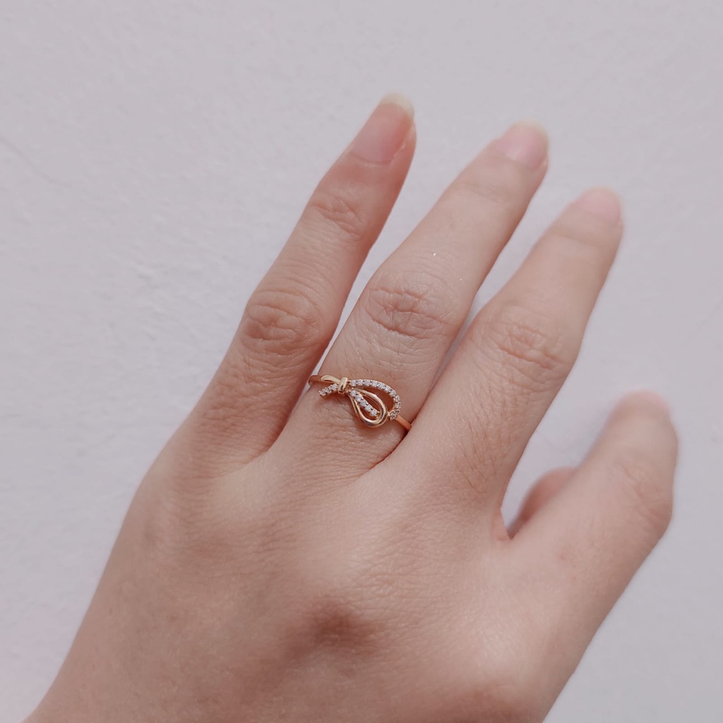 cincin simpul tali pita unik cantk emas asli