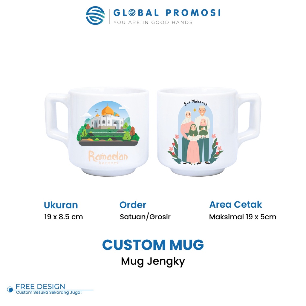 Custom Mug/Gelas Kopi/Teh JENGKY Gagang Kotak Custom Cetak Gambar/Warna Satuan/Grosir Khusus GO-Send/GRAB JKT Sekitar