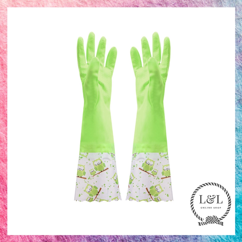 Sarung Tangan Karet Cuci Piring &amp; Baju Panjang Lateks Anti Air Tebal Rubber Gloves Latex Waterproof