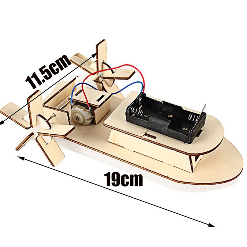 Rakit Perahu Kayu Elektrik DIY Kapal Rakit Elektrik Puzzle Untuk Edukasi Sains Anak