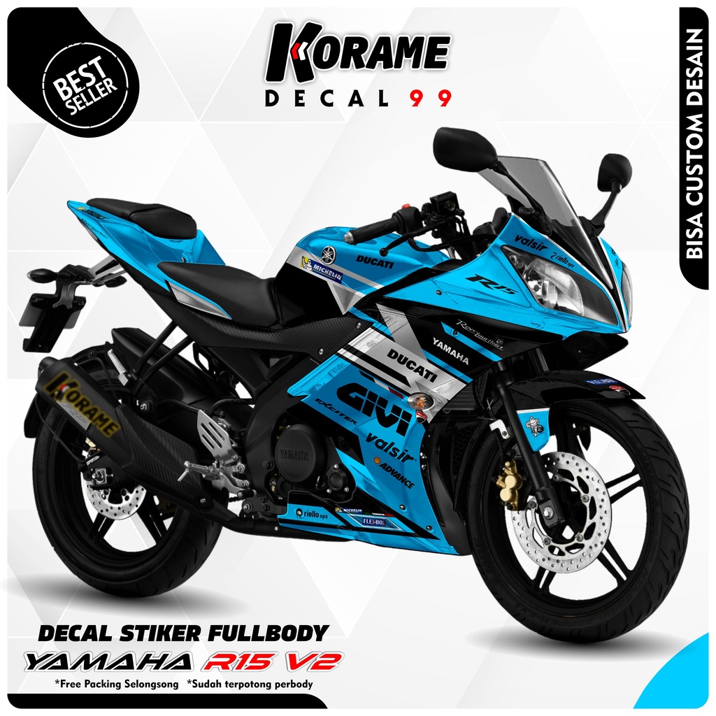 Decal Sticker Yamaha R15 V2 - Motif Variasi Ducati
