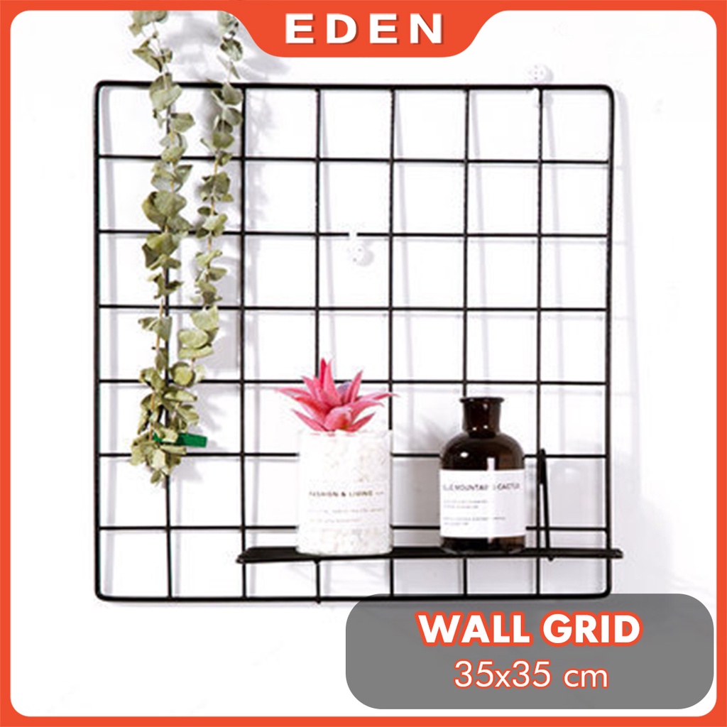 Hijang Segi 35 Hiasan Kerajang Besi Organizer / Rak Dinding Gantung Foto Frame Wire Grid Mesh Hijan Baru