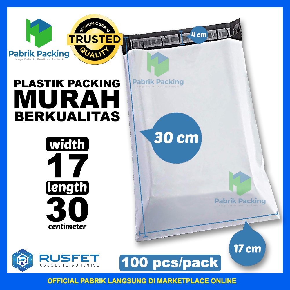 

Polymailer Ekonomis / Plastik Packing Online Shop Putih Ekonomis Size 17x30cm Per Pack