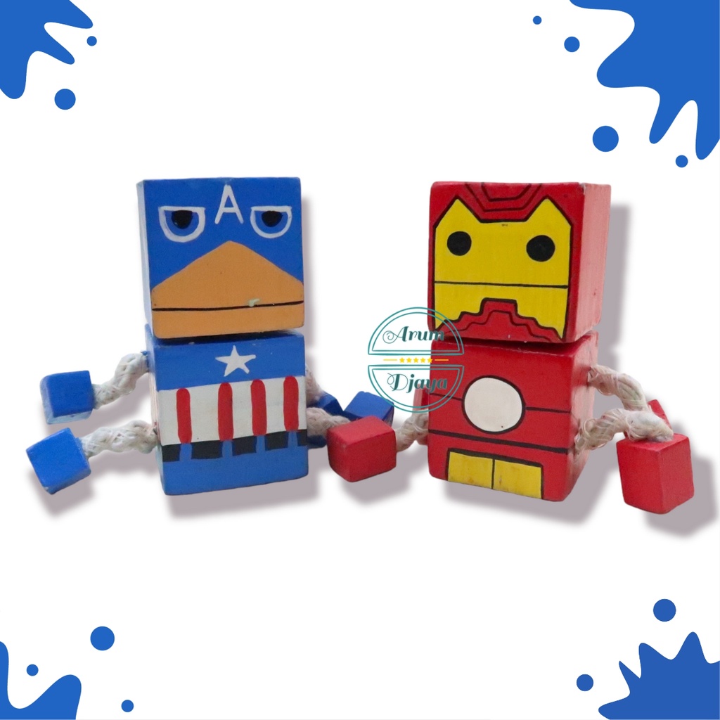 Boneka Kayu Boneka Karakter Boneka Superhero Kerajinan Kayu Mainan Anak TK