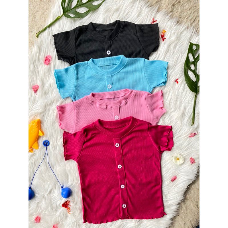 Baju Anak Perempuan CHILA Ruffle Knit Tee Rib | Baju Kaos Blouse Atasan Pakaian Anak Cewek Bahan Rib Knit Halus dan Lembut