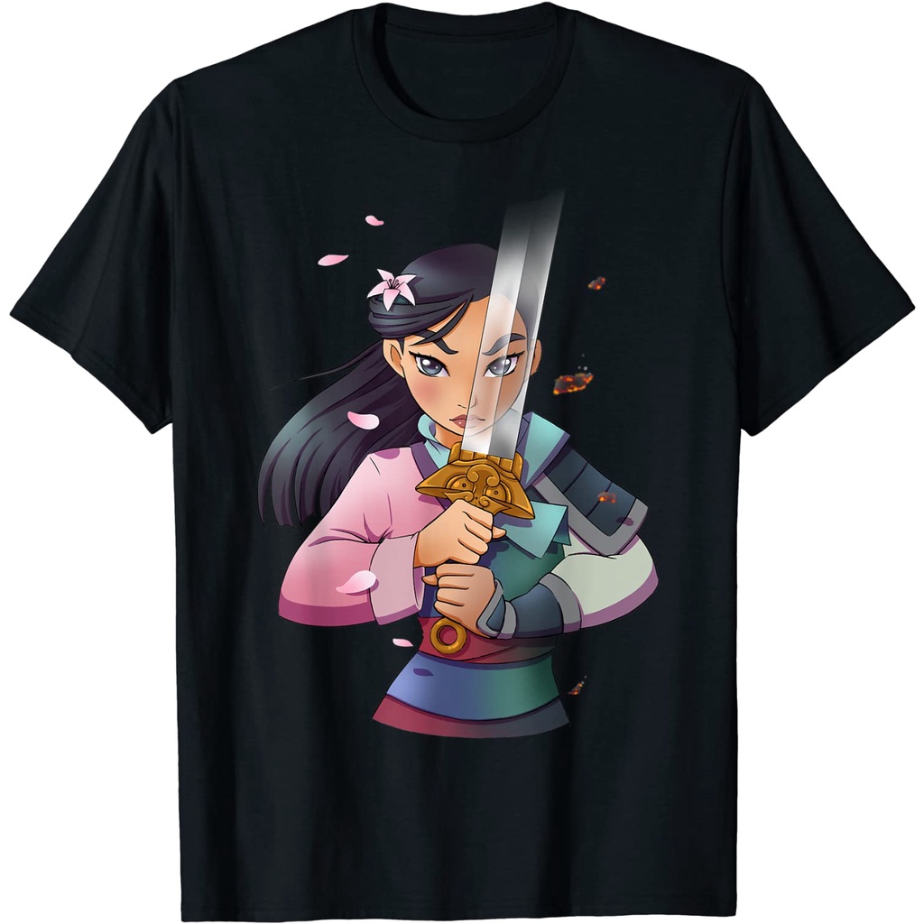 KAOS DISTRO Disney Mulan Anime Half Girl Half Warrior Graphic T-Shirt T-Shirt