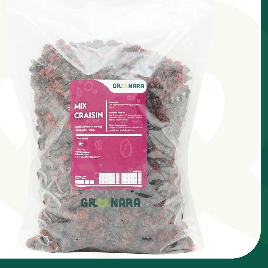 

☊ Greenara Craisin 1Kg / Mix Dried Cranberry dan Raisin ۞