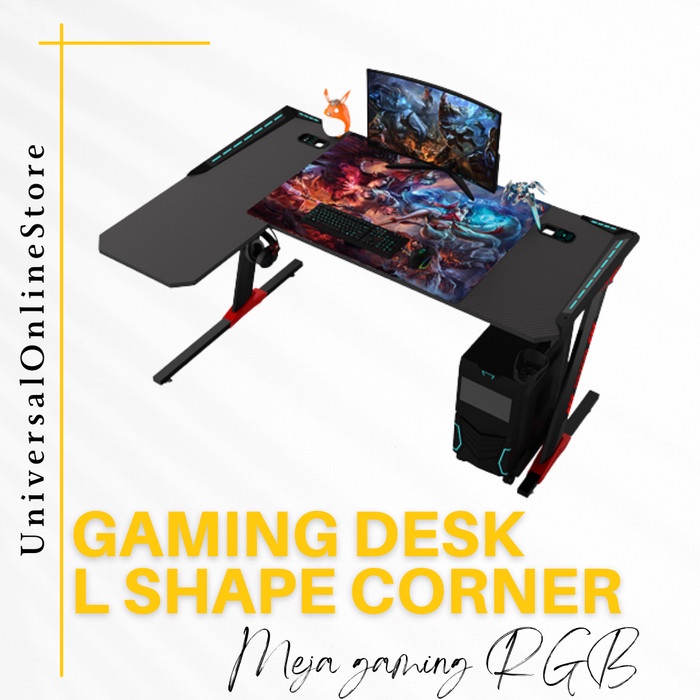Meja Meja Gaming Model L Sudut Rgb Gaming Desk L Shape Corner 160*70*72