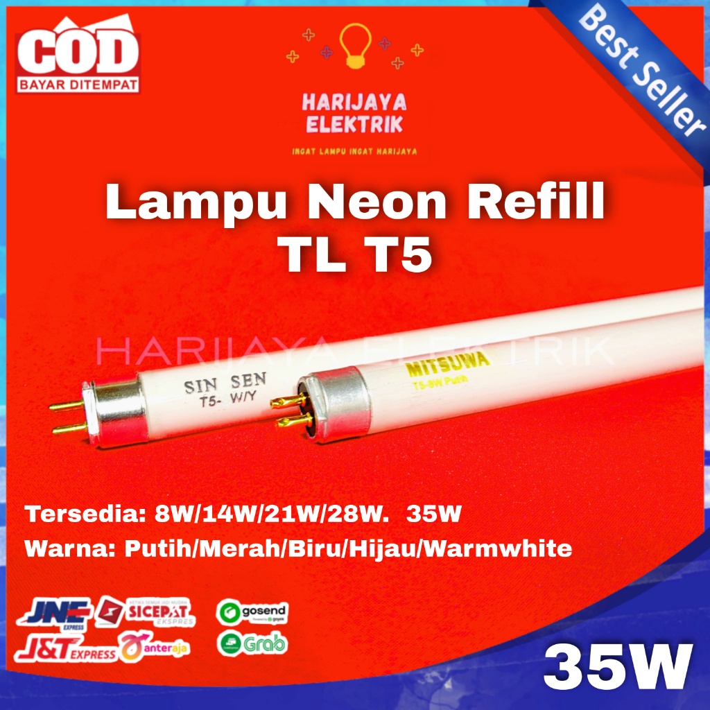 MITSUWA/SHERATON/TX/TAZEN/HERATON LAMPU TL NEON T5 REFILL 35 WATT ISI REFIL LAMPU ETALASE WARNA
