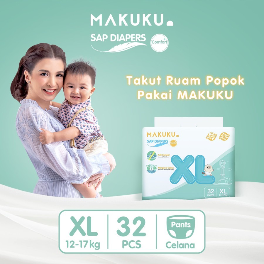 MAKUKU Air Diapers Comfort PANTS (Celana) XL 32 XL32 / Popok Pampers Bayi Comfort Pants