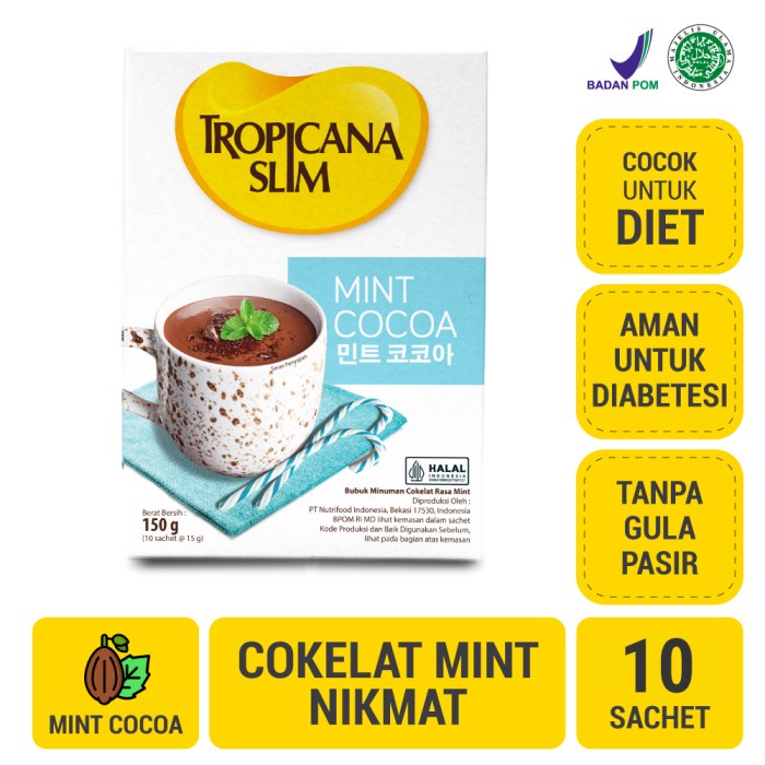 

TROPICANA SLIM MINT COCOA 10 SCH - MINUMAN COKELAT BEBAS GULA