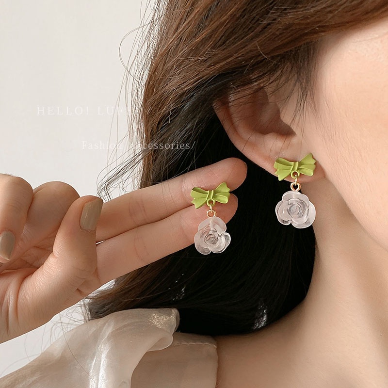 Korea Musim Panas Baru Anting Ladies Hijau Stud Earrings925 Anting Perak