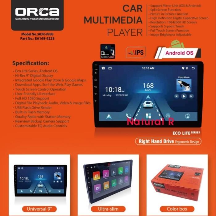 Terlaris Headunit Android Orca Adr-9988 Eco Series 9 Inch / 10 Inch
