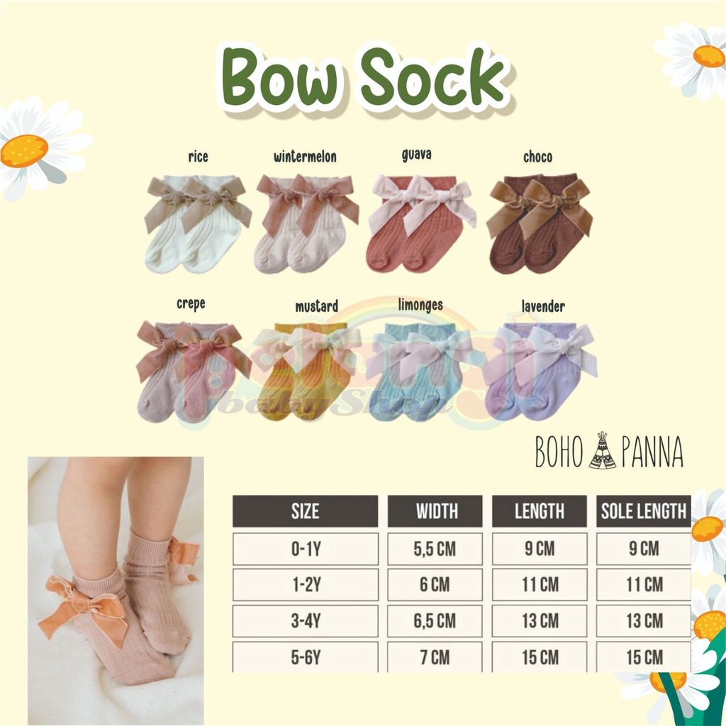 BOHOPANNA | BOHO | BOHO PANNA BOW SOCK | BOHOPANNA KAOS KAKI ANAK | KAOS KAKI ANAK | KAOS KAKI PITA | KAOS KAKI ANAK PEREMPUAN