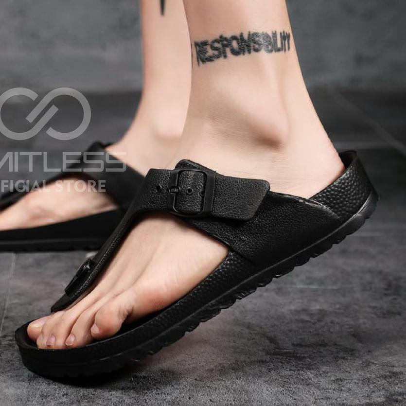 ❂ Sendal Pria Jepit Birken Limitless Sandal Japit Pria Distro Casual Limitless Sendal Cowok Hitam EV