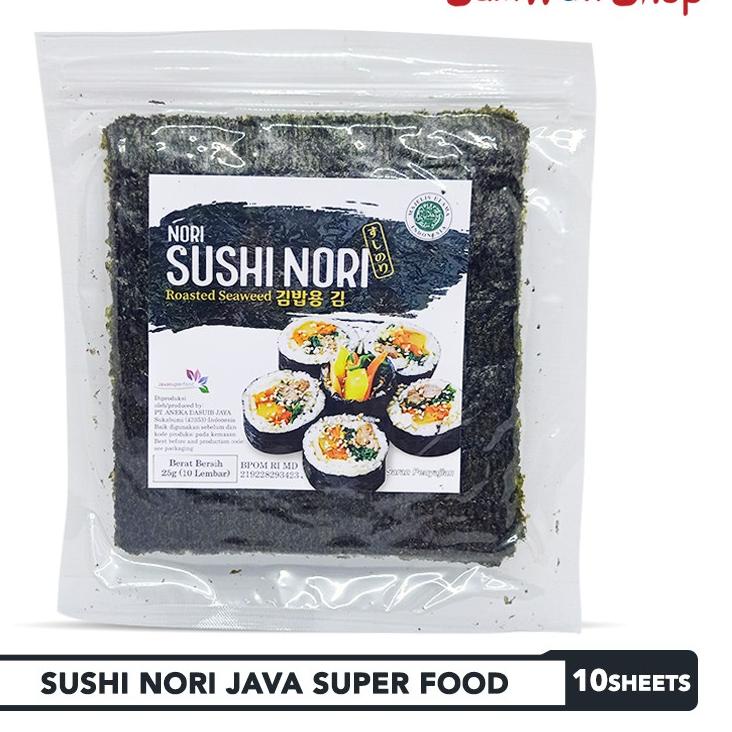 

Baru SUSHI NORI JAVA SUPER FOOD 10 SHEETS ROASTED SEAWEED RUMPUT LAUT