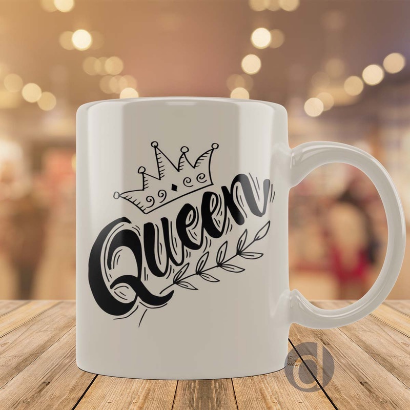 Mug Gelas Lettering ratu bicara dengan mahkota