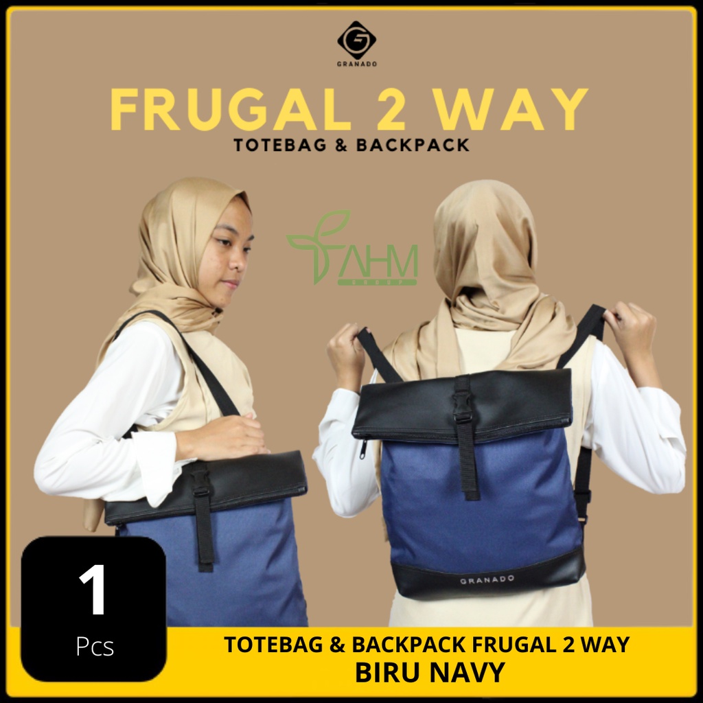 Walter Bag / Tote Bag Backpack Frugal 2Way Granado Biru Navy Cewek Cowok