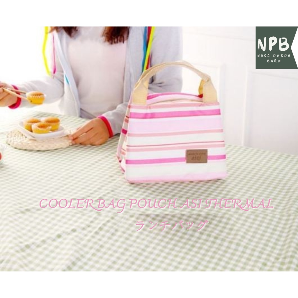 Cooler Bag Tas Bekal Mini Motif Salur - Cooler Bag Pouch Asi Thermal