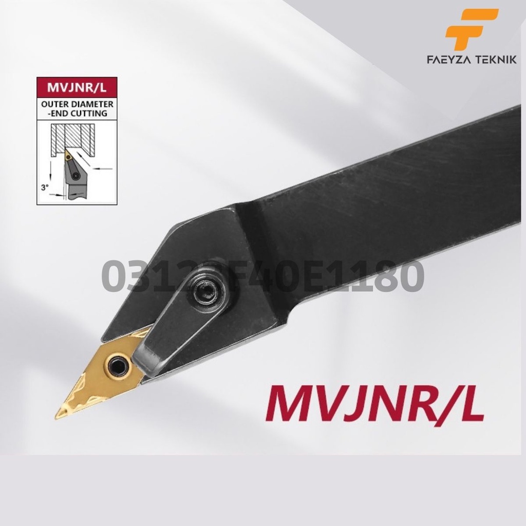 0438 Holder Bubut Luar MVJNR 1616H16 Tanpa Insert Cocok Untuk Mesin Bubut CQ6230