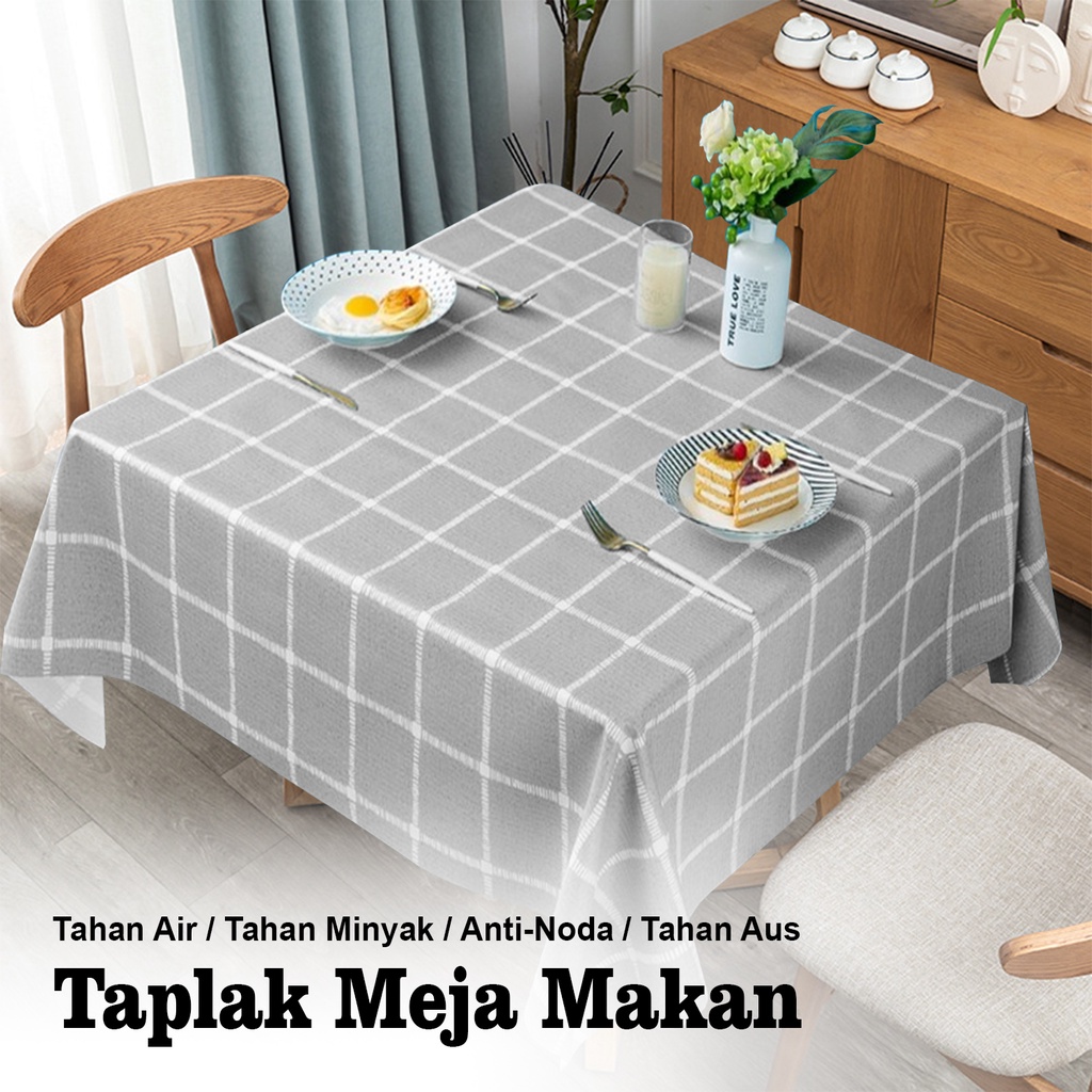 Lodoestar Terlaris - Taplak Meja Makan 4 Kursi Motif Kotak - Kotak Terbaru Anti Air -  D13-3A