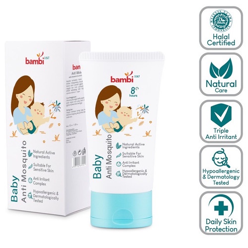 ORIGINAL Bambi Baby Anti Mosquito Lotion with Citronella Oil &amp; Anti Irritant Complex 50ml / Lotion Anti Nyamuk Bayi Kulit Normal Senstif