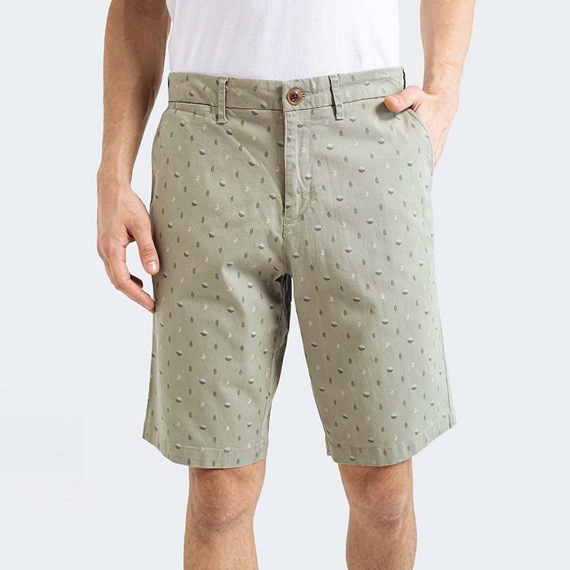 3Second Original Celana Pendek Casual Chino Cotton Katun Shorts Printed Relax Fit Pria Hijau 021222
