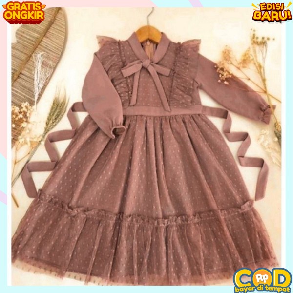 Dress Muslim Anak Baju Lebaran 2023 Korea Kekinian Gaun Elegan Pesta Viral Cantik Gamis Perempuan Mo