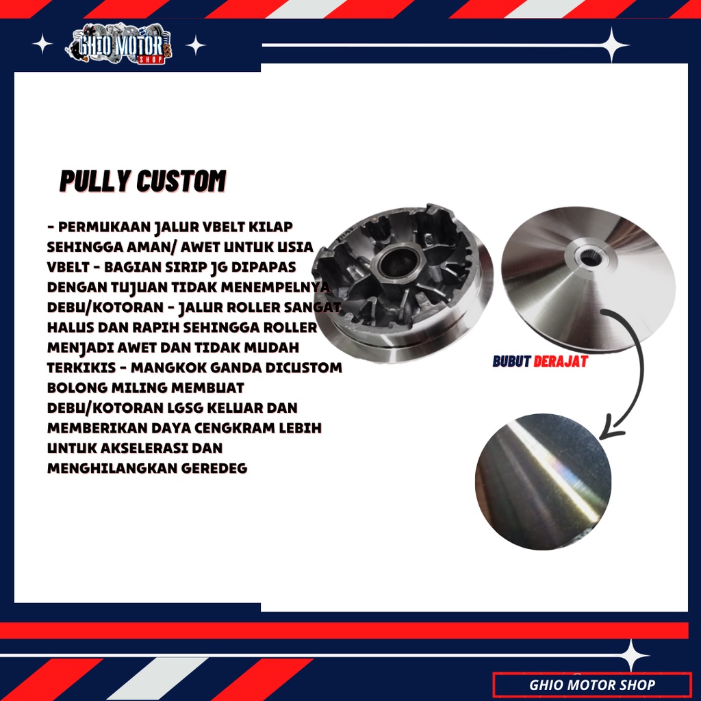 Paket  Upgrade CVT Akselerasi &amp; Top speed Vario 160 Pcx 160 Adv 160 Upgrade Kirian Cvt  Bubut Pulley vario 160 Pcx 160 Adv 160 Paket kirian CVT Pulley puli pully custom pcx 160 adv 160 vario 160 Paket Cvt Custom bubut vario 160 ghio motor shop