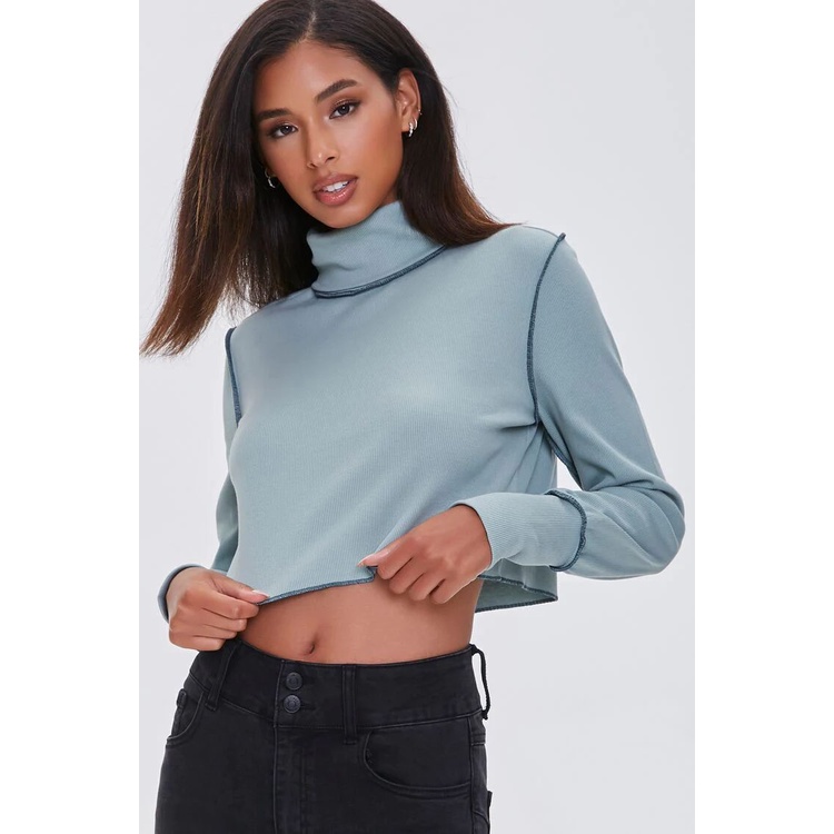 Forever21 Highneck Ribbed Crop Top