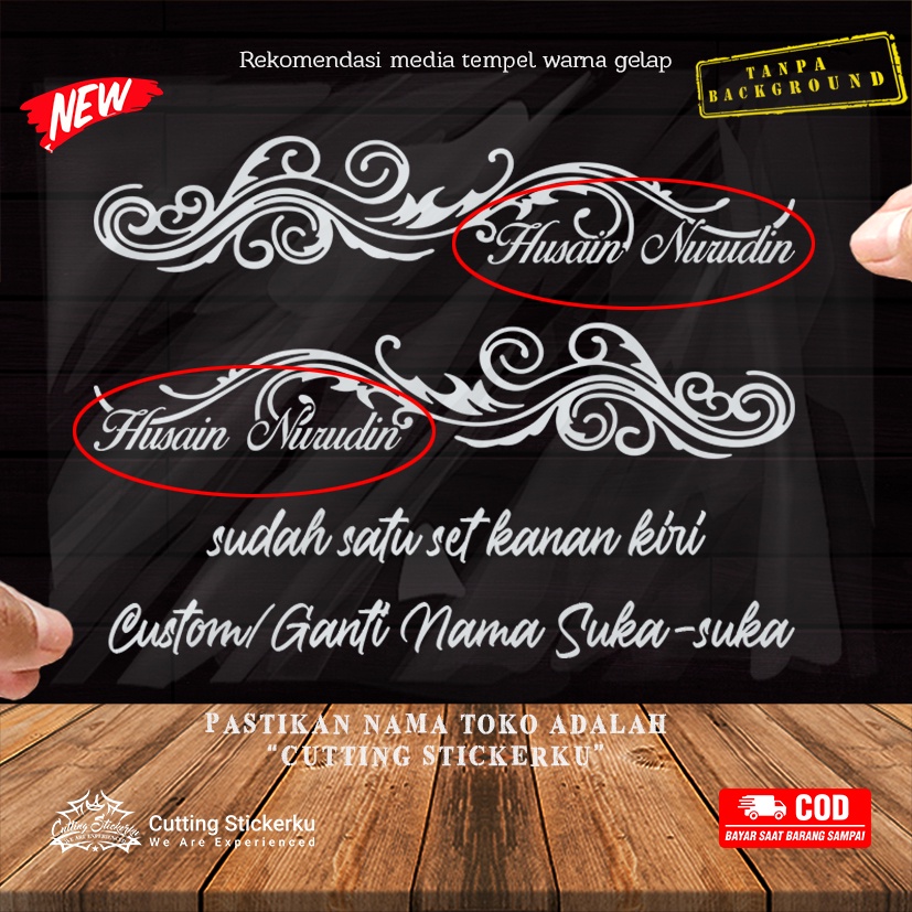 Cutting Stiker Ganti Nama Limited Ornamen Custom Variasi Motor Mobil Sticker Timbul Keren Nyala Spakbor Visor Body Kaca Helm Laptop Hologram Reflective Tahan Air Bodi Samping Ok Look Vario Beat Nmax Pcx Windshield Kustom Modif