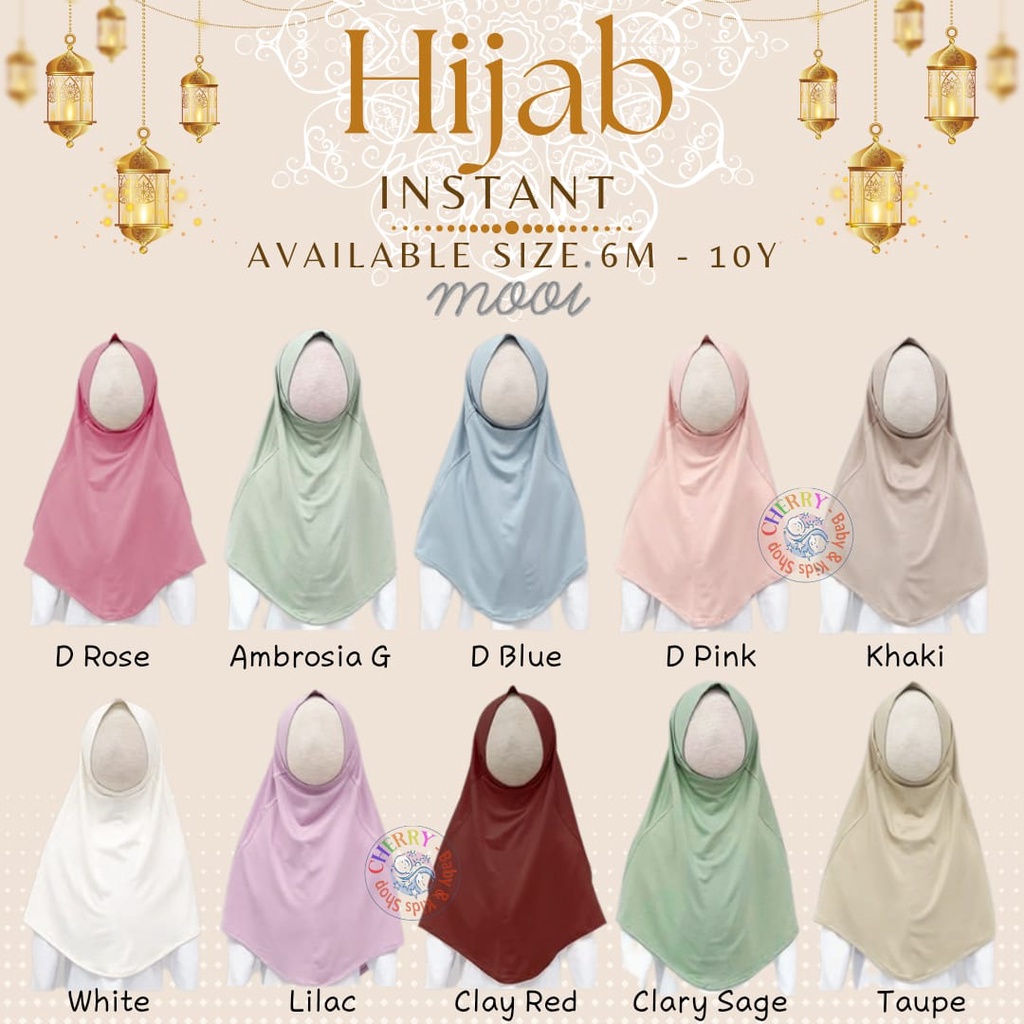 Mooi Hijab Instant Anak Jilbab Anak Perempuan Instant Hijab (Size S-XXL) Raya Collection CBKS