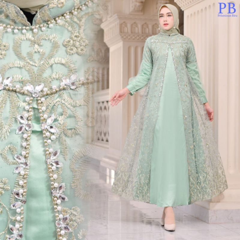 Gamis Tile Regina Kombinasi Payet Mutiara Modern/ Gamis Tile/ Gamis Kondangan/ Gamis/ Gamis Cardigan/ Gamis Mutiara/ Gamis Outer/ Gamis Seragaman/ Gamis Cantika/ Gamis Modern