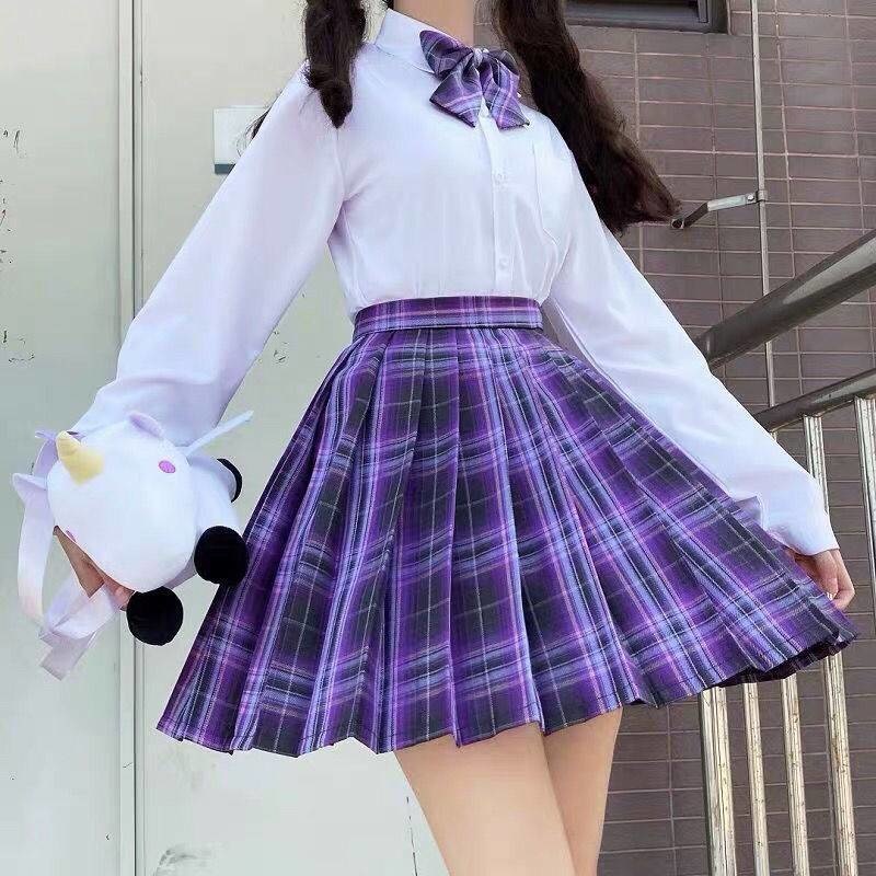 Sexy Plaid Pleated Skirt Women High-waisted Skirt School Girl Uniform Black Mini Skirt Female Jk Kaw