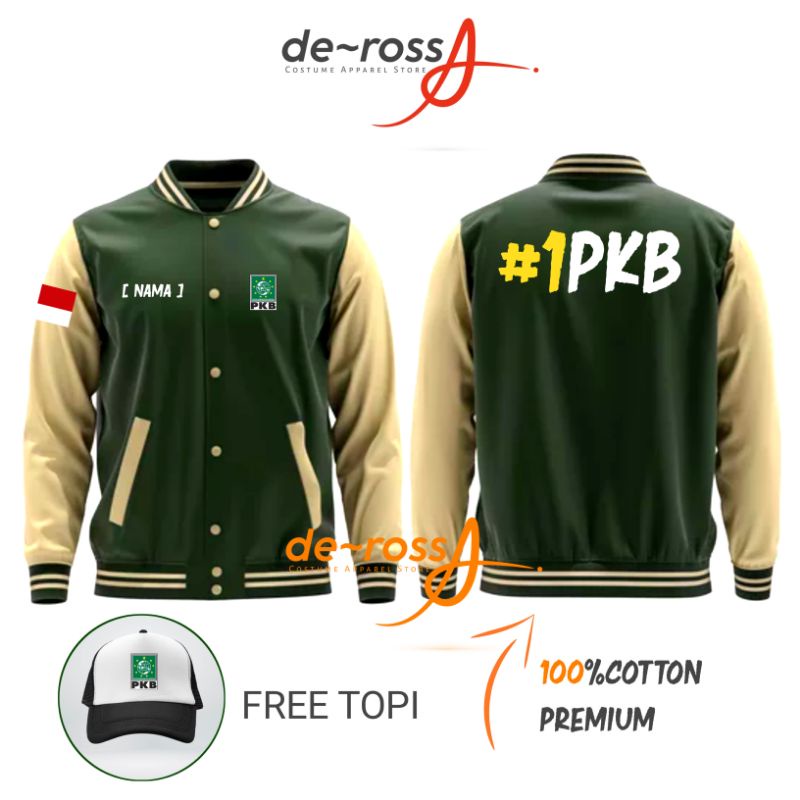 PKB - Jaket Versity Partai PKb - free topi costume nama