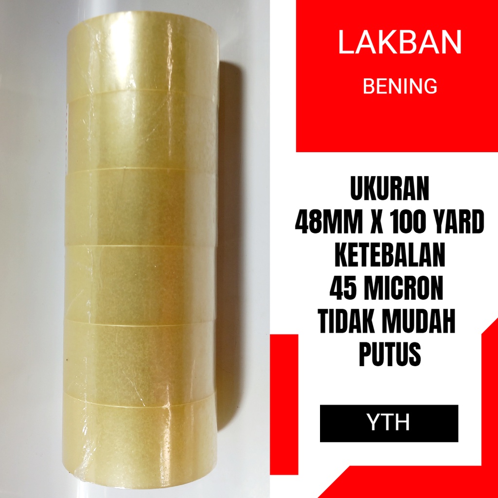 

LAKBAN SELOTIP BENING UKURAN 48MM X 100 YARD/91METER 45 MIC OPP ORIENTED POLYPROPYLENE