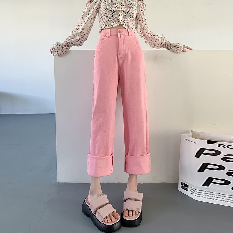 Pink kulot new warna jeans kulot wanita high waist jeans kekinian